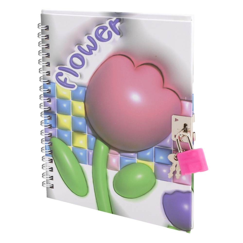 Блокнот в футляре, 18 см * 22 см, гребень, Alingar, мат.ламин, эффект 3D, ручка, замочек, диз. блок, линия, 45 л., "Тюльпаны", розовый