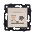 Розетка двойная TV (мама) + RJ45 Cat.6, золотой Kollinger REA-012GD для Aspekt, Eleganz, Reflex