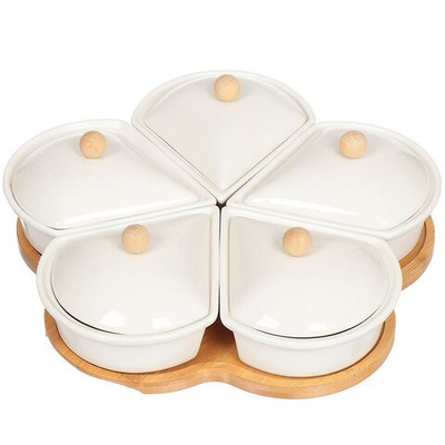 Менажница керамика, фарфор, 29х9 см, 5 секц, Цветок, Y146