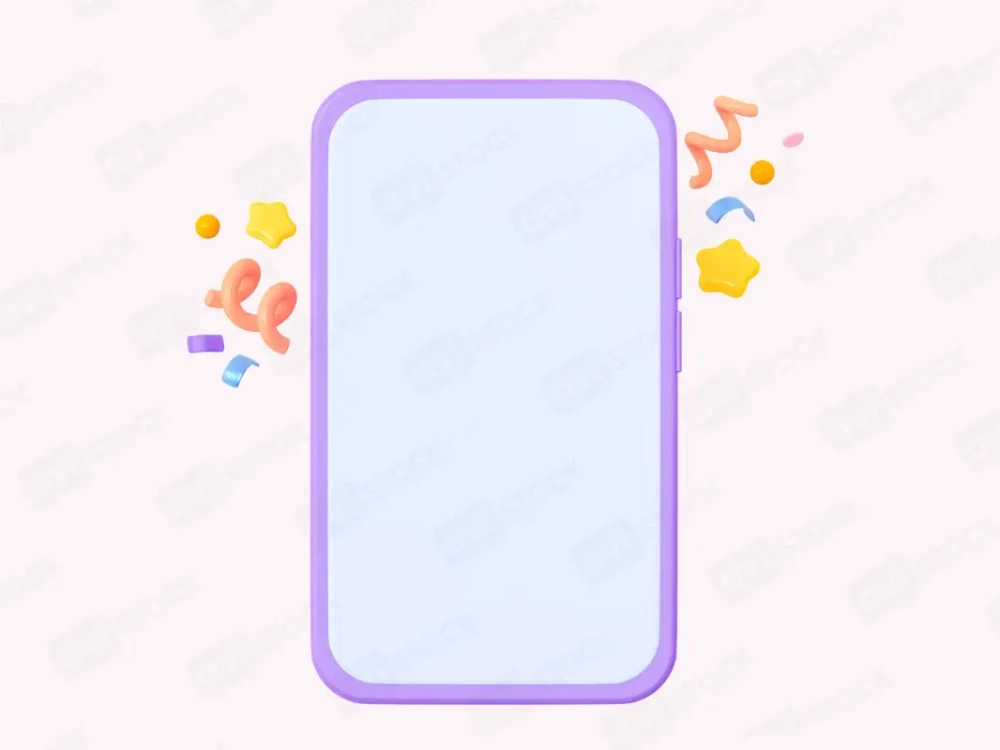 3D Mobile Phone Mockup with Confetti