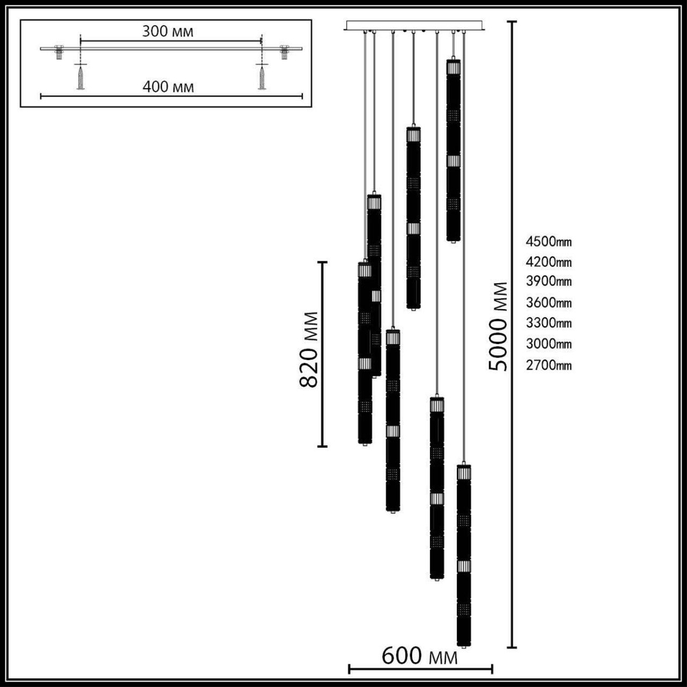 5456/210L ODL_EX Люстра каскадная LED 210W (30W*7) 4000K COLLIER L-VISION