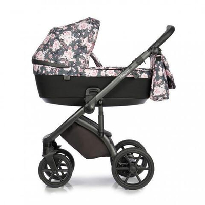 Детская коляска Roan Bloom 2 в 1 New 2021 (Черный с принтом) Night Flowers