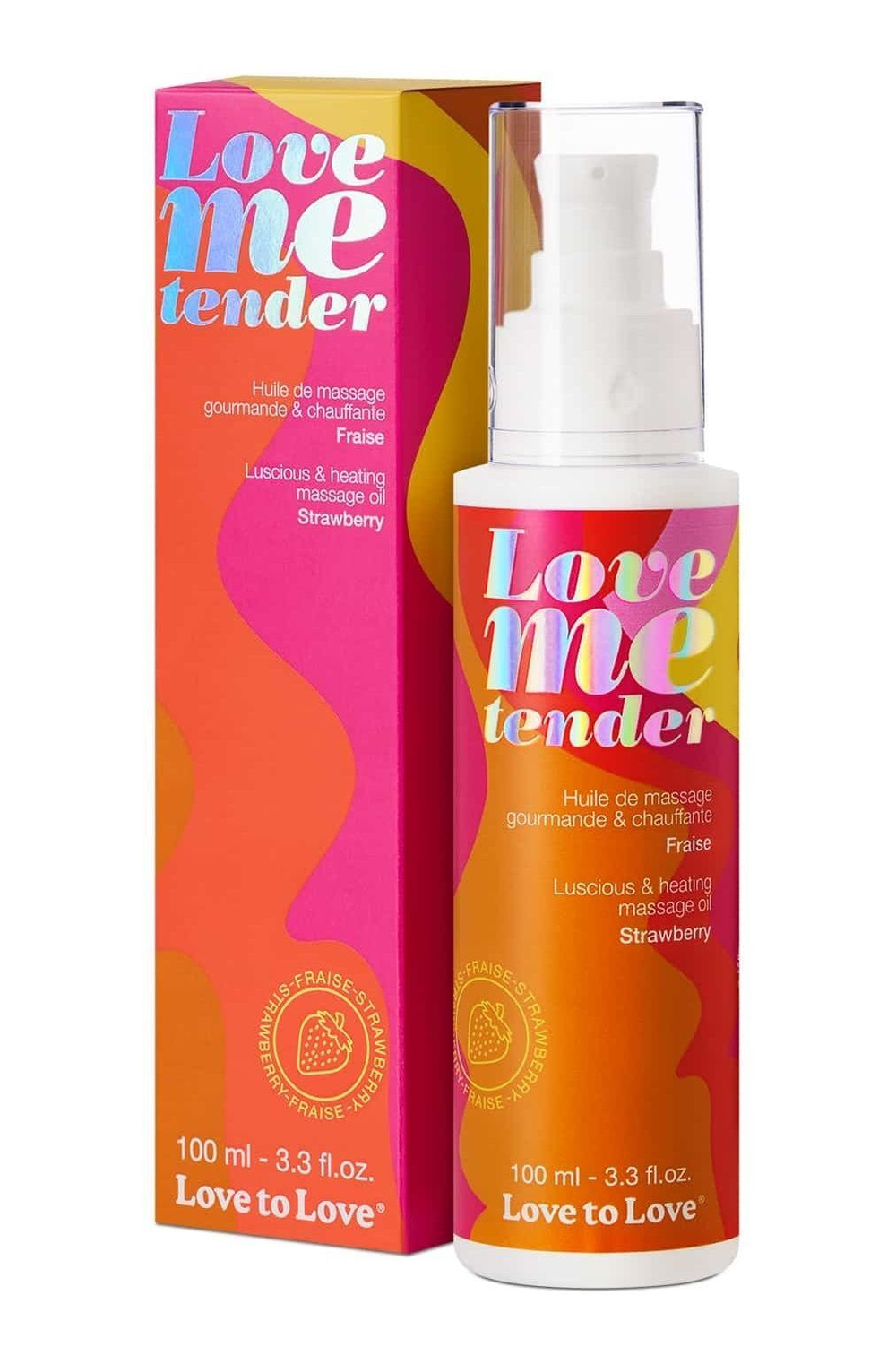 Съедобное согревающее массажное масло Love Me Tender Strawberry с ароматом клубники - 100 мл.