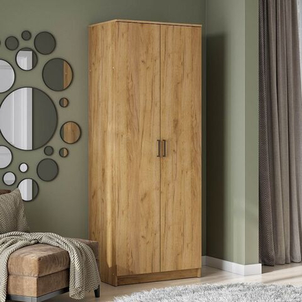 Шкаф для одежды распашной с полками Дуб Золотой, 80х51х210 см Лофт SV-Мебель