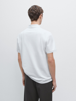 Massimo Dutti Поло из рельефного хлопка, белый