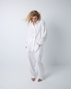 Рубашка свободного кроя изо льна и вискозы белый