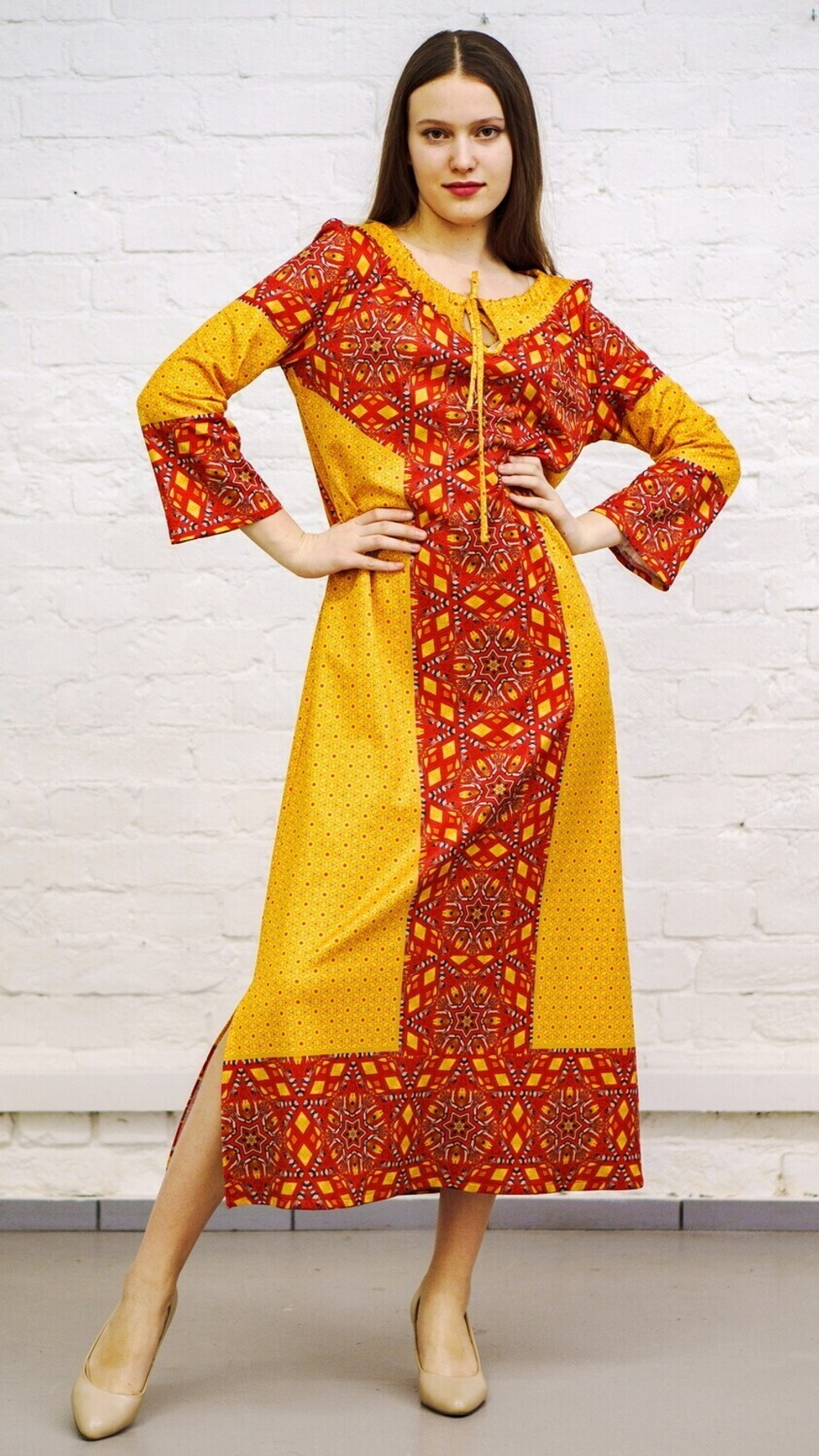 Платье "Расписная прялка", по мотивам росписи стариной русской прялки