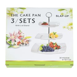 Блюдо 3-х ярусное " " 25*25/20*20/15*15см. h=36 см. (фарфор) (подарочная упаковка)