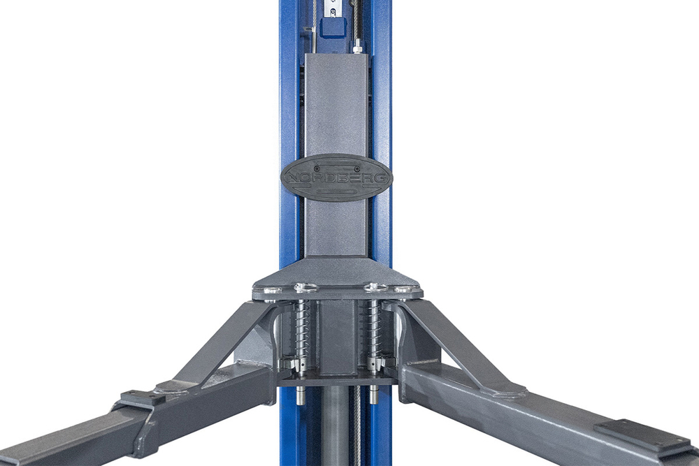 NORDBERG (N4120HE-4B_3+2_380) Подъемник двухстоечный 4 т, верхняя синхронизация, с электростопорами, H=3,6 м, 380 В, синий