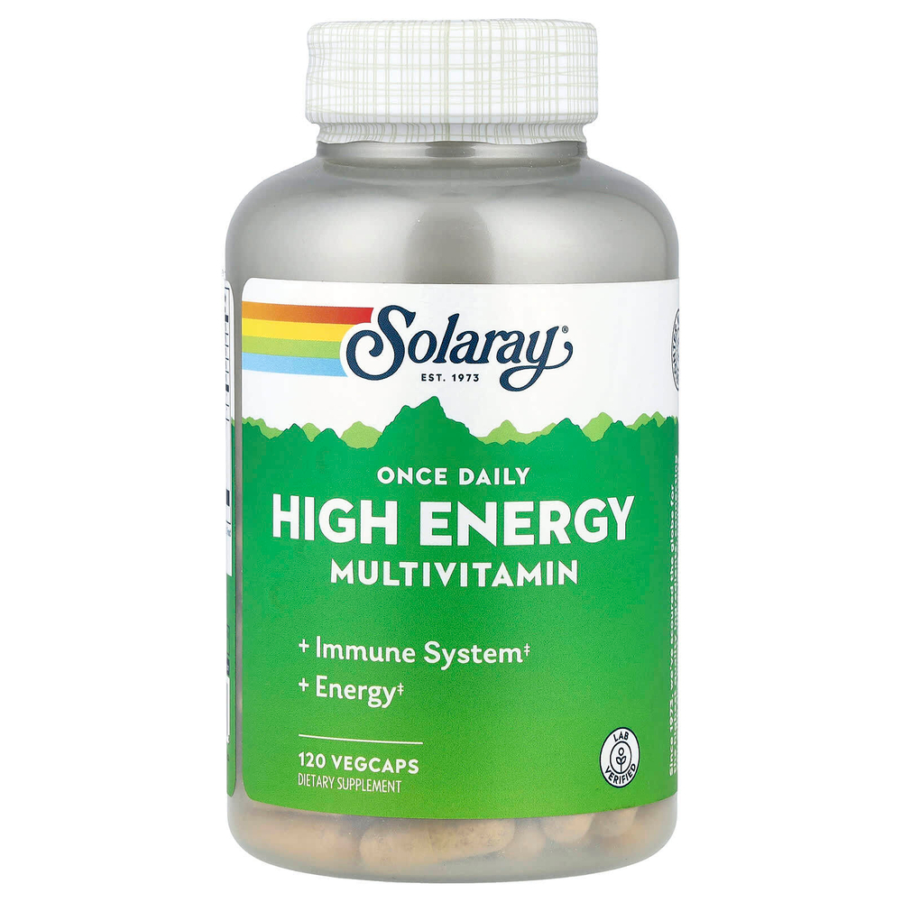 Solaray, Once Daily, Мультивитамины с высокой энергией, 120 вегетарианских капсул