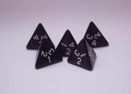 Кости Д4 черные - 5 шт.