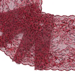 Кружево эластичное темно-красное 17 см, Китай