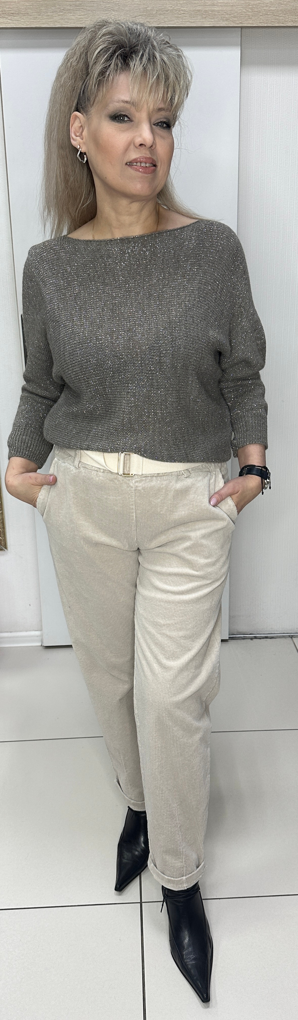 Итальянские брюки-момы из микро вельвета