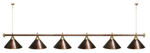 Лампа STARTBILLIARDS 6 пл. (плафоны зеленые,штанга зеленая,фурнитура золото)