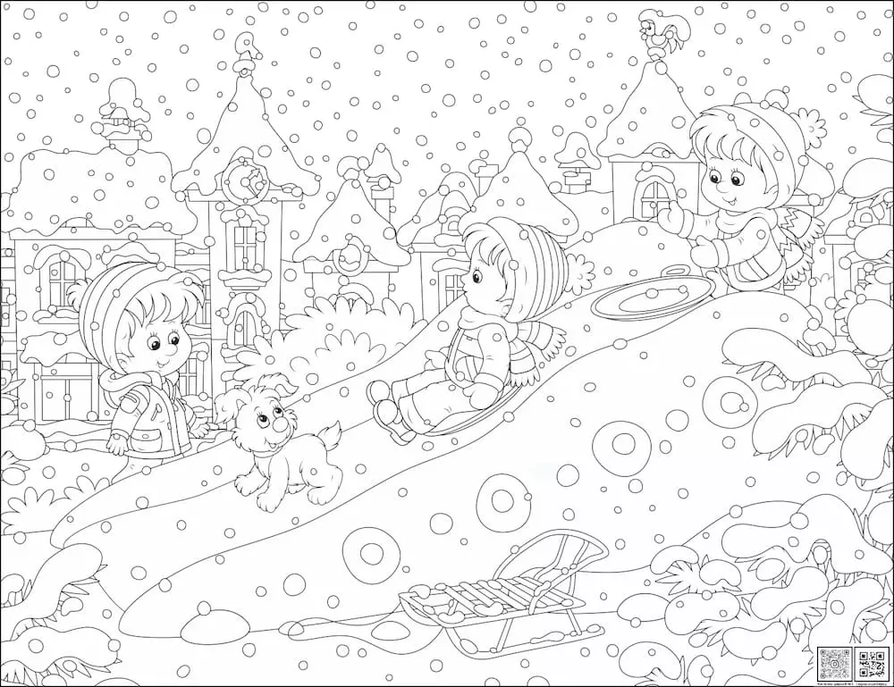 Цифровое панно ID Wall Раскраска "Катание на ледянках"