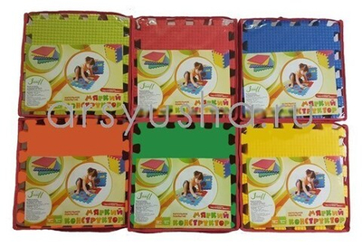 Коврик-пазл BABYPUZZ (54 плиты 33x33x2см, ~6кв.м./уп) Двухсторонний разноцветный пол