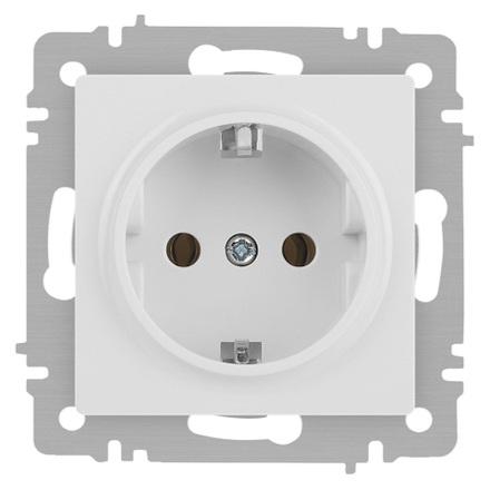 Розетка Intro Accent 6-202-01М 2P+E Schuko 16А-250В IP20 СУ AL/CU белый матовый