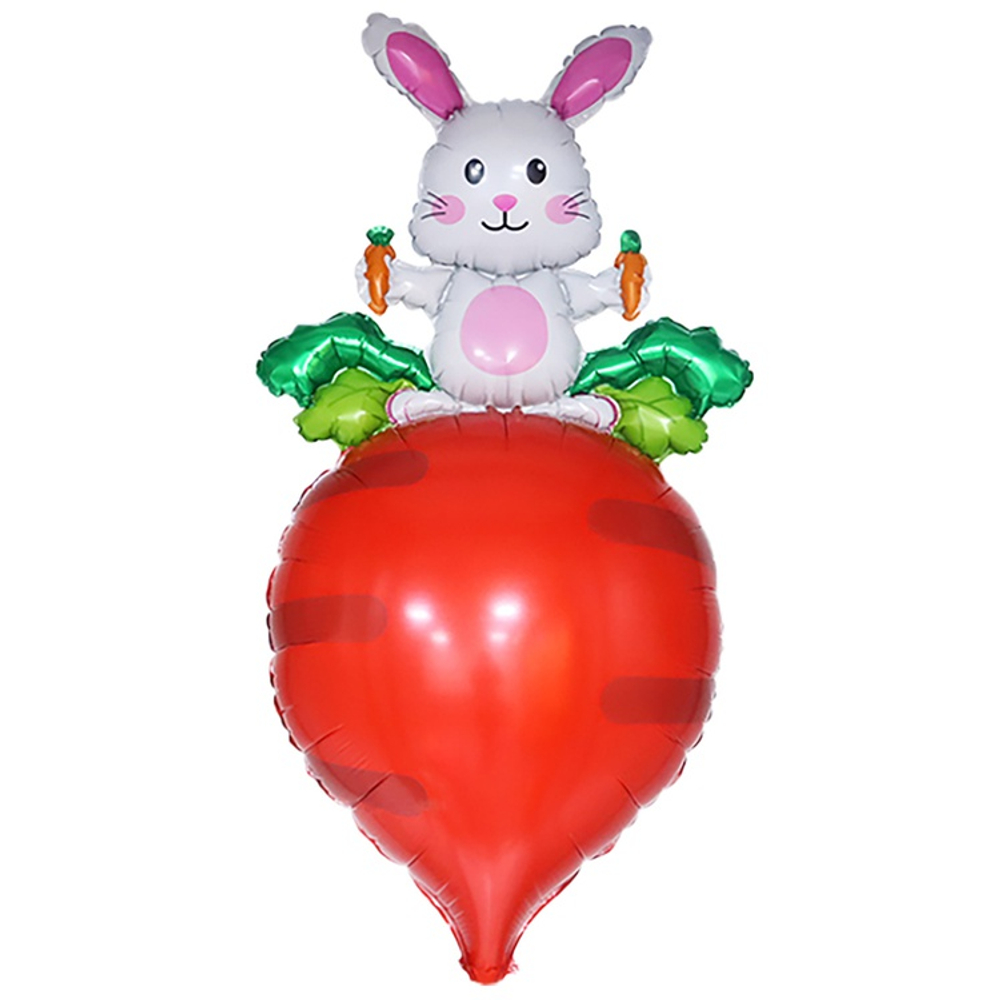 Шар Фольгированный Заяц белый с морковкой (Красный)