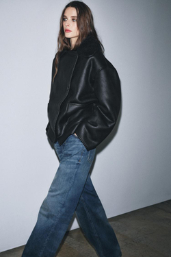 ZARA КУРТКА-ДУБЛЕНКА — ZW COLLECTION, ЧЕРНЫЙ