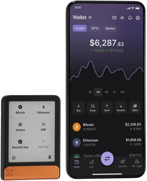 Аппаратный криптовалютный кошелёк Ledger Flex, Оранжевый | BTC Edition