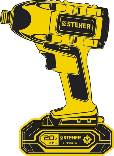 Винтоверт бесщеточный STEHER CSB-300-2, 2 АКБ, 20 В, кейс