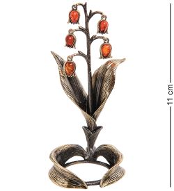 Народные промыслы AM-3046 Подсвечник «Ландыш» (латунь, янтарь)