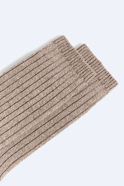 ZARA НОСКИ ИЗ РЕЛЬЕФНОЙ ТКАНИ В РУБЧИК, КРЕМОВЫЙ