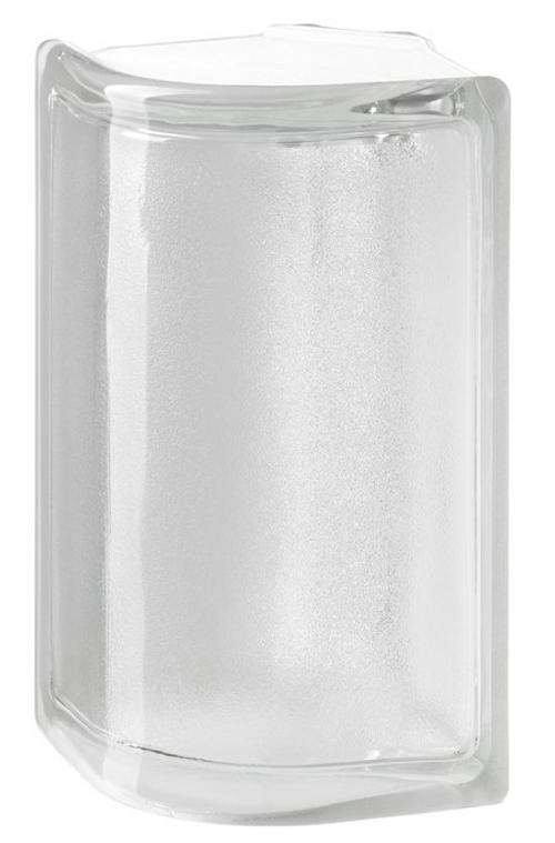 Угловой закругленный стеклоблок бесцветный Арктик Vitrablok   19x10x10x8