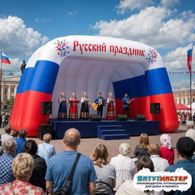 Надувная сцена для мероприятий «Русский Мир», 6×4×4 м