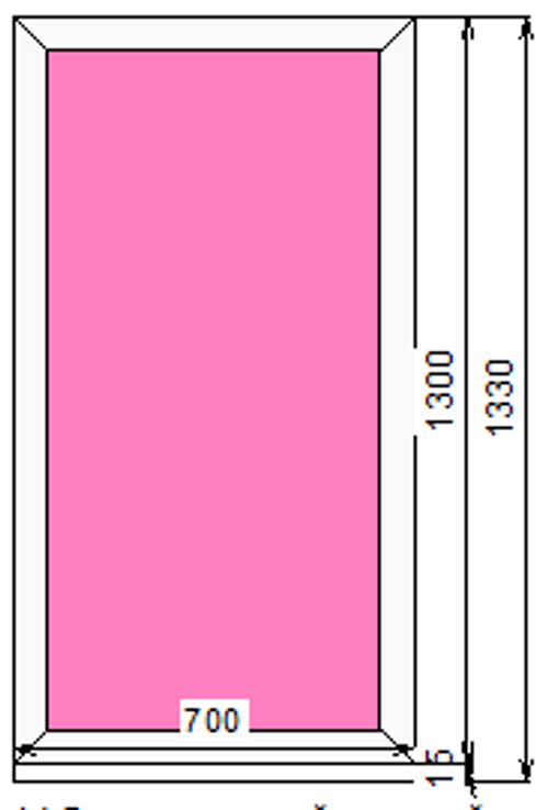 Пластиковое окно 1300 х 700 ТермА Эко с глухой створкой