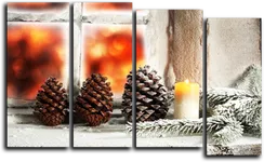 Модульная картина "Новогодний подсвечник"