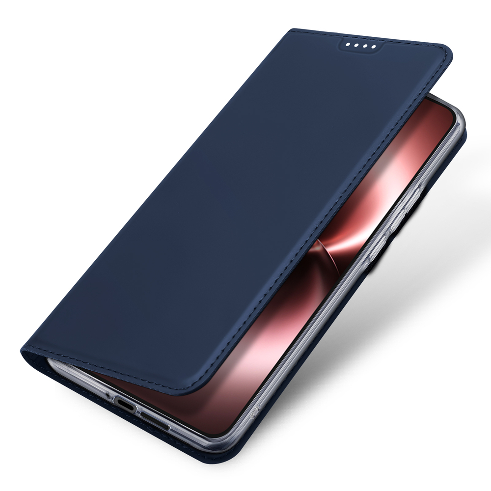 Чехол книжка из кожи синего цвета для Vivo X300 Ultra, серия Skin Pro Series от Dux Ducis
