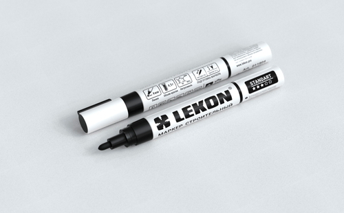 Маркер LEKON Standart с нитроэмалью 4мм, черный, 011804