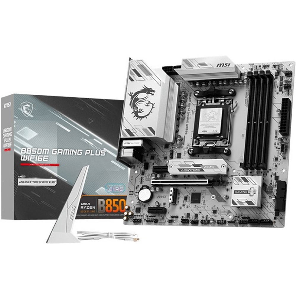 Материнская плата MSI B850M GAMING PLUS WIFI (AM5/AMD B850/4xDDR5/2xPCI-Ex16/2xM.2/SB7.1/Wi-Fi/BT/GLAN/DP/HDMI/mATX)