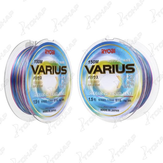 Шнур VARIUS PE8X-150MI 1.5# Multi Colour 0,205мм Ryobi