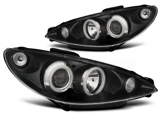 Передние фары black angel eyes CCFL для Peugeot 206
