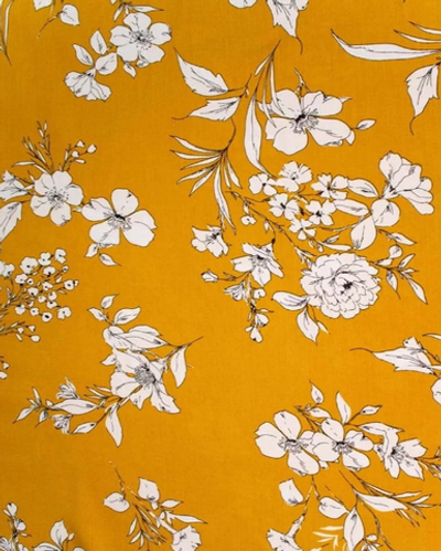 Ткань штапель принт 120 гр/м2, 100% вискоза, ш. 140 см, горчица