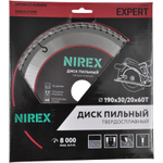 Диск пильный NIREX Expert 190*30/20*60 по дереву NSB4023