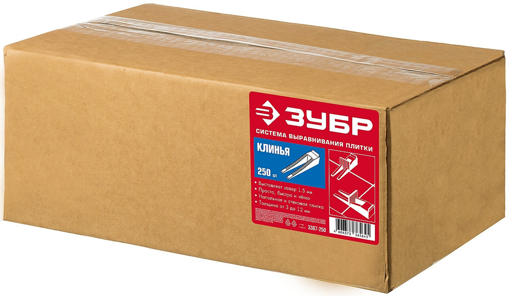 ЗУБР СВП, клин 250 шт, система выравнивания плитки (3387-250)