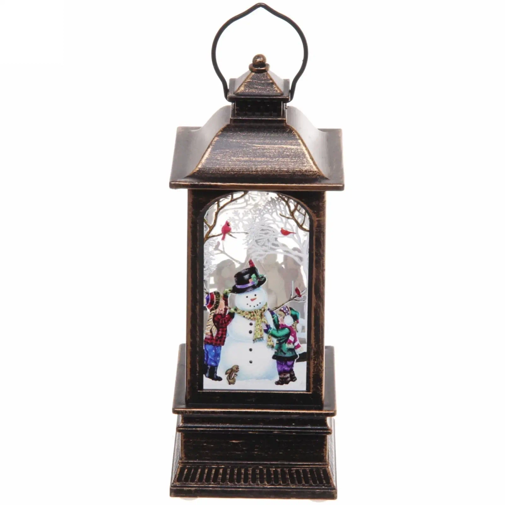 Сувенир с подсветкой «Фонарь с сказочным снеговиком» 5.5*5.5*12.5 см (3хAG13)
