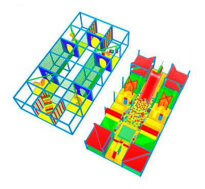 Детский игровой лабиринт с крышей «Страна чудес» 7,38×3,69×3,3 м