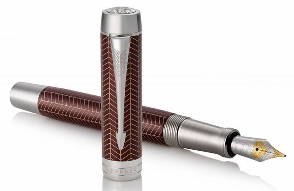 Перьевая ручка Parker Duofold F307 Prestige Centennial Burgundy Chevron CT перо F 18K (1945418)