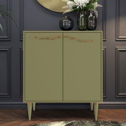 Комод Арт Колор matte Классик Голд с 2 полками Зеленая олива матовый