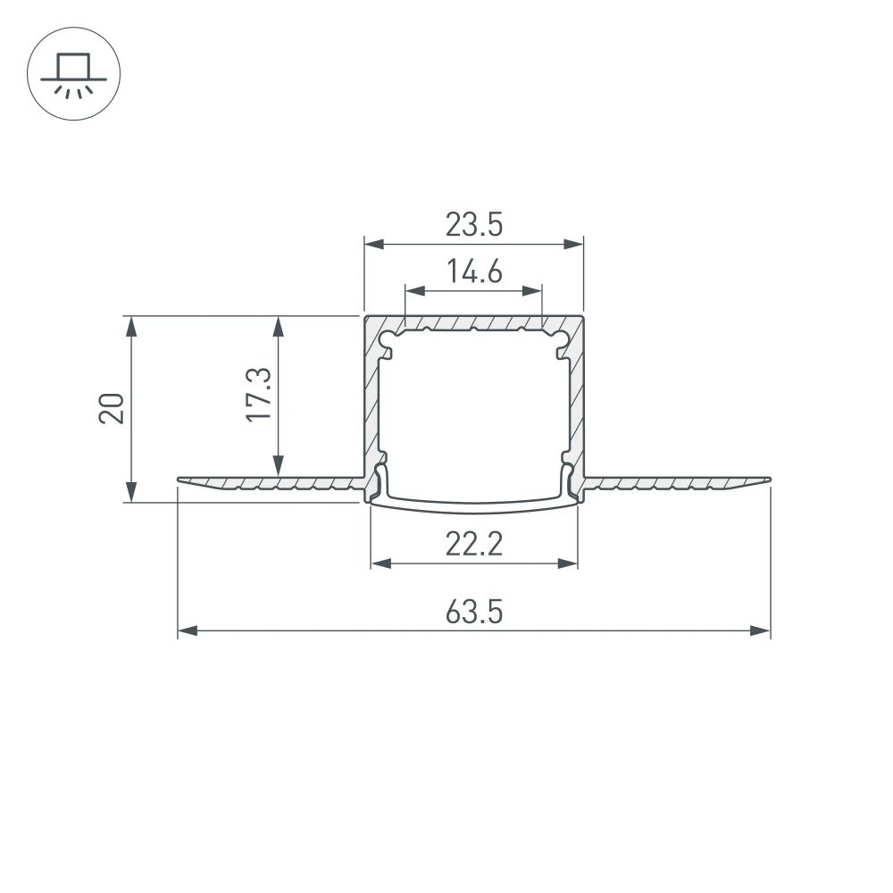 Профиль FANTOM-W20-H20-2000 ANOD (Arlight, Алюминий) 054185
