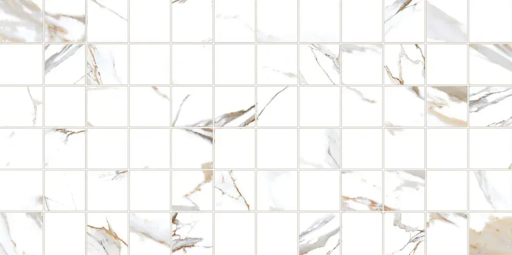 Настенная плитка ALMA Ceramica TWU09DKT014 Dakota 50x24.9 белая глянцевая рельефная под мозаику