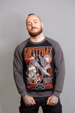 Свитшот Варгградъ мужской чёрно-серый «Железный Ливень» без начёса