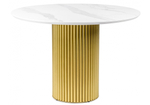 Керамический стол Woodville Барел 110 patagonoa bianco repose, золотой
