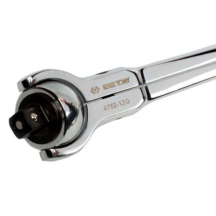 Цена на KING TONY (4752-12G) Трещотка 1/2", 300 мм, 72 зубца, дисковый механизм, поворотная голова с кнопкой