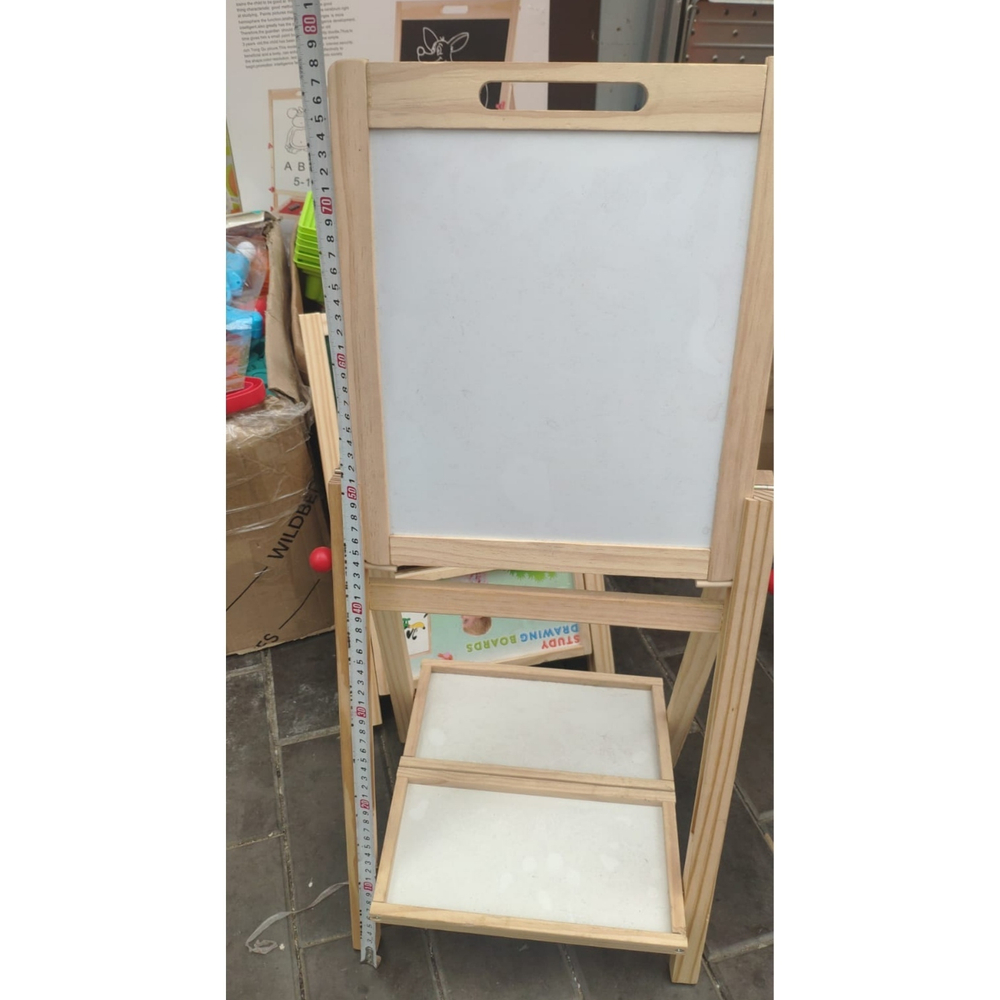 Деревянный регулируемый мольберт, доска с магнитными буквами "single sided small drawing board" 80х35см