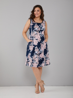 Платье П-012/тсиний-пудровыйпион